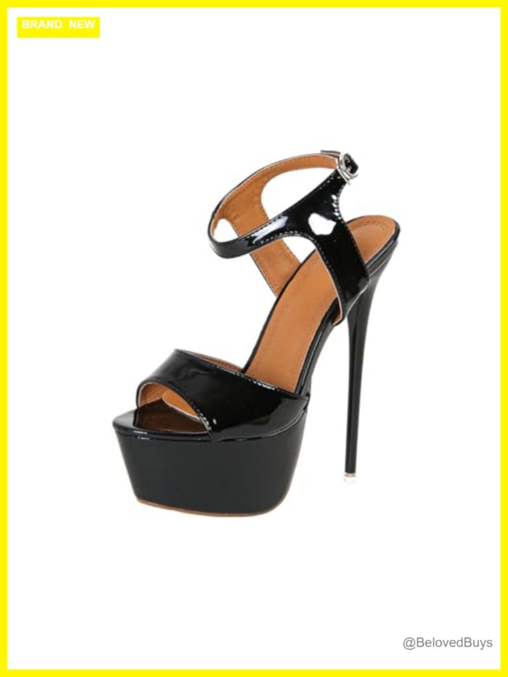 Faux Leather Platform Open Toe Ankle Strap Stiletto Heeled Sandals